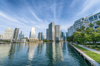Downtown Miami skyline on a beautiful sunny day