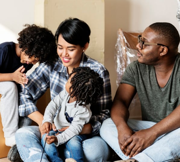 young family with two children moving into property